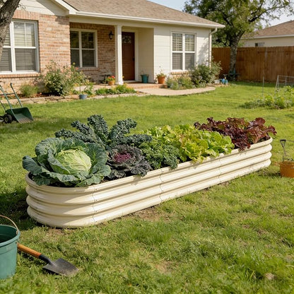 6x4x1 ft Galvanized Raised Garden Bed - 12" Tall Tall Metal Planter Boxes Outdoor for Vegetable Herbs, Modular Raised Flower Bed with Rust Resistant Coating for Outside Backyard - Sand Beige