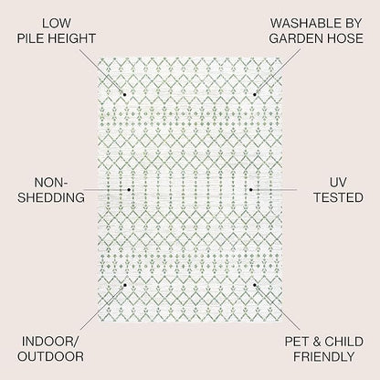 JONATHAN Y Moroccan Geometric Indoor Outdoor Area Rug 9X12 Green/Ivory, Ourika Textured Weave for Backyard, Patio, Porch, Easy-Cleaning, High Traffic, Pet-Friendly, Non-Shedding (SMB108R-9)