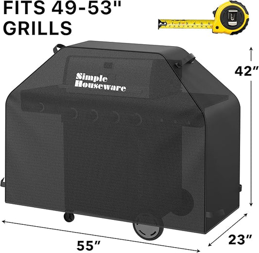 Simple Houseware 55 in. Heavy-Duty BBQ Gas Grill Cover, 600D Polyester Waterproof, Weather-Resistant