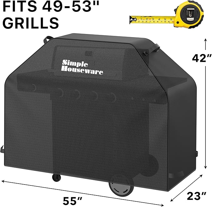 Simple Houseware 55 in. Heavy-Duty BBQ Gas Grill Cover, 600D Polyester Waterproof, Weather-Resistant