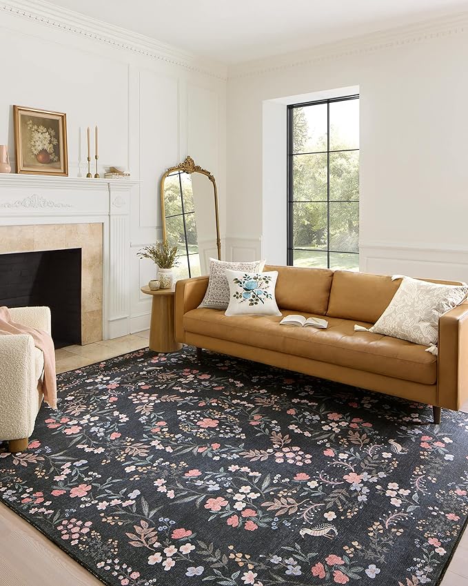 Loloi Rifle Paper Co. Maison Collection MAO-04 Tuileries Black 2'-6" x 7'-6", .19" Pile Height, Runner Rug