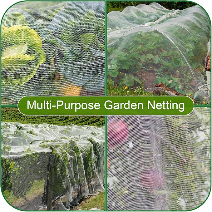 10 x 50FT Garden Netting, Cookmaster Plant Covers Durable Ultra Fine Mesh Protection, Garden Plant Row Cover, Raised Bed Barrier Screen Protection Net Cover for Plant Vegetable Fruit Flower
