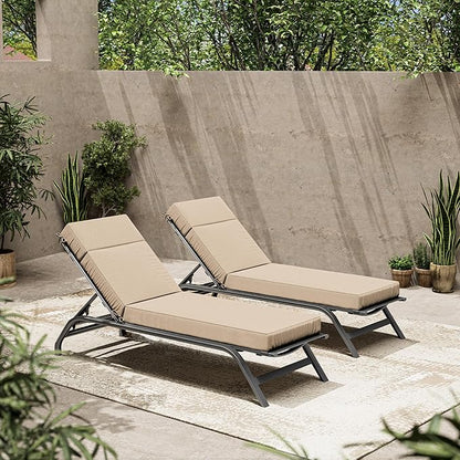 2 Pcs Chaise Lounge Cushions Outdoor, 72" L X 21" W X 4" D Lounge Chair Cushions for Outdoor Furniture, High-Density Foam Patio Chaise Cushion-Waterproof Fade-Resistant ThickPatio lounge chair cushion