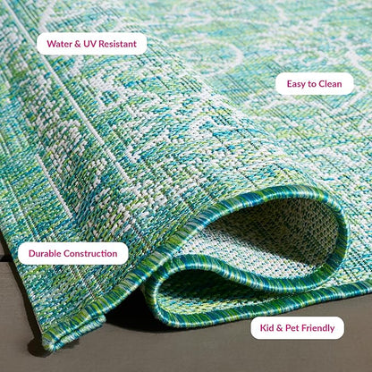 SAFAVIEH Courtyard Collection 5'3' x 7'7' Green/Ivory CY8680 Indoor/ Outdoor Patio Backyard Mudroom Area Rug