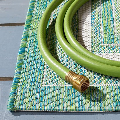 SAFAVIEH Courtyard Collection 6'7" x 9'6" Ivory/Green CY8475 Indoor/ Outside Waterproof Easy cleansingPatio Backyard Mudroom Area Mat