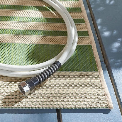 SAFAVIEH Washable Rug Outdoor Courtyard Collection - 8' x 10', Green & Beige, Non-Shedding & Easy Cleaning, Ideal for Patio, Backyard, Mudroom, DIning Space (CY6062-244)