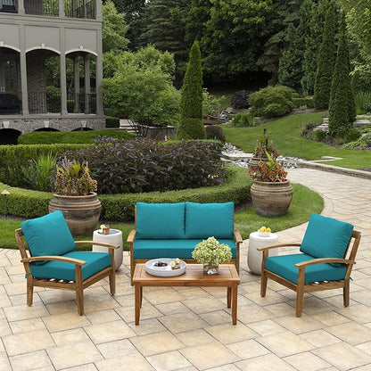 Arden Outdoor Loveseat Cushion Set, 48 x 24, Rain-Proof, Fade Resistant, Cushion Set for Couch, Bench, and Swing Lake Blue Leala