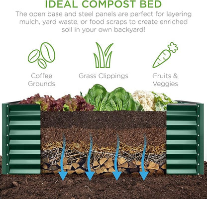Best Choice Products 6x3x2ft Outdoor Metal Raised Garden Bed, Deep Root Box Planter for Vegetables, Flowers, Herbs, and Succulents w/ 269 Gallon Capacity - Dark Green