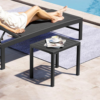 Crestlive Products Outdoor Side Table,Aluminum Rectangular Side/End Table, Small Patio Coffee Bistro Table for Outdoor Indoor (Black)
