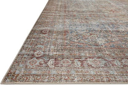 Loloi Chris Loves Julia Jules Collection JUL-05 Lagoon/Brick 2'-6'' x 9'-6'', .13" Pile Height, Runner Rug