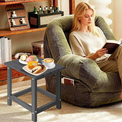 LZRS HDPE Adirondack Side Table - Small Outdoor Table for Patio, Deck, Garden & Poolside,Eco-Friendly,Sturdy and Easy Assemble, Grey