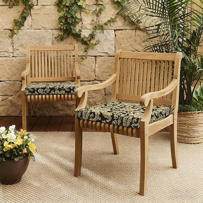 LVTXIII Outdoor Seat Cushions Set of 4 Square Corner Chair Cushions with Ties, Patio Chair Pads for Home Office and Patio Garden Furniture Decoration 19"x19"x2", Jacobean Black