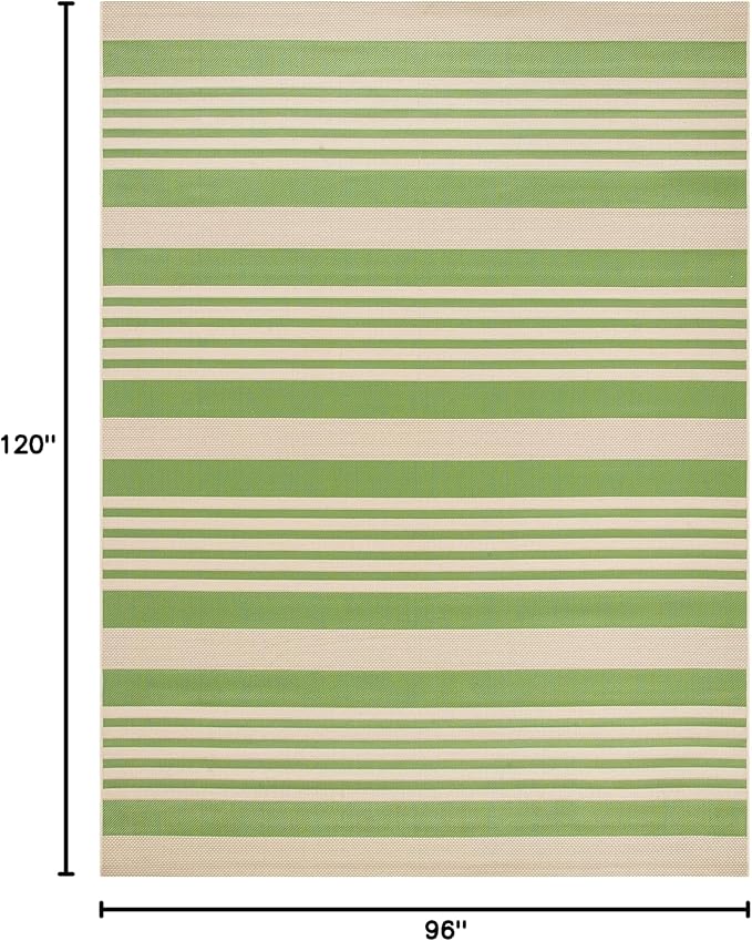 SAFAVIEH Washable Rug Outdoor Courtyard Collection - 8' x 10', Green & Beige, Non-Shedding & Easy Cleaning, Ideal for Patio, Backyard, Mudroom, DIning Space (CY6062-244)