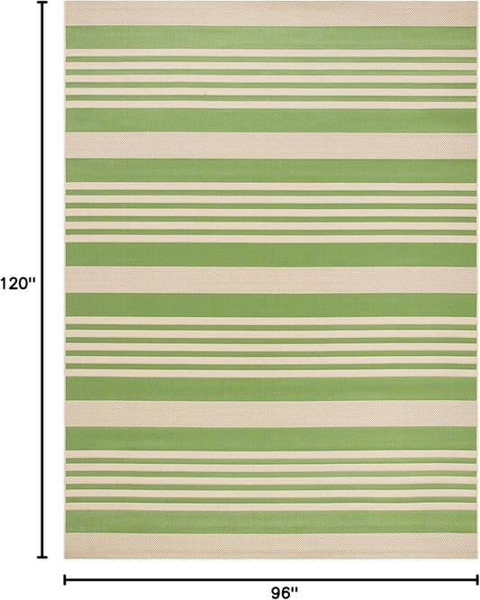 SAFAVIEH Washable Rug Outdoor Courtyard Collection - 8' x 10', Green & Beige, Non-Shedding & Easy Cleaning, Ideal for Patio, Backyard, Mudroom, DIning Space (CY6062-244)