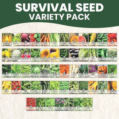 55 Vegetable Seed Packets | Survival Variety Pack | 2026 Season | Individually Packed Vegetables, Herbs and Fruits | Emergency Seed Vault for Doomsday Prepping | by Family Sown