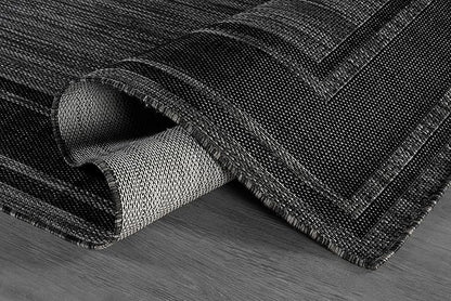Beverly Rug Outdoor Rug 6x9 Modern Bordered Area Rugs for Indoor and Outdoor Patio Deck Porch Garden Waterproof Weather Sun Resistant Washable Outside Carpet (6 x 9 Black)