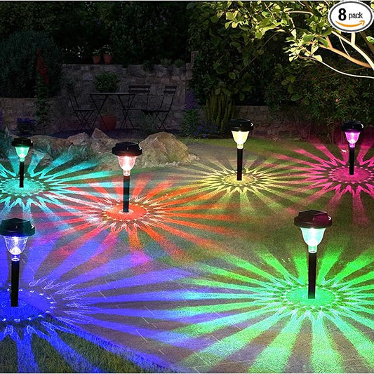 Siatom Solar Pathway Lights 8 Pack, Bright RGB Color Changing Solar Path Lights Outdoor Waterproof IP65, for Outside, Walking Path, Garden, Lawn, Walkway, Yard (Multicolor)