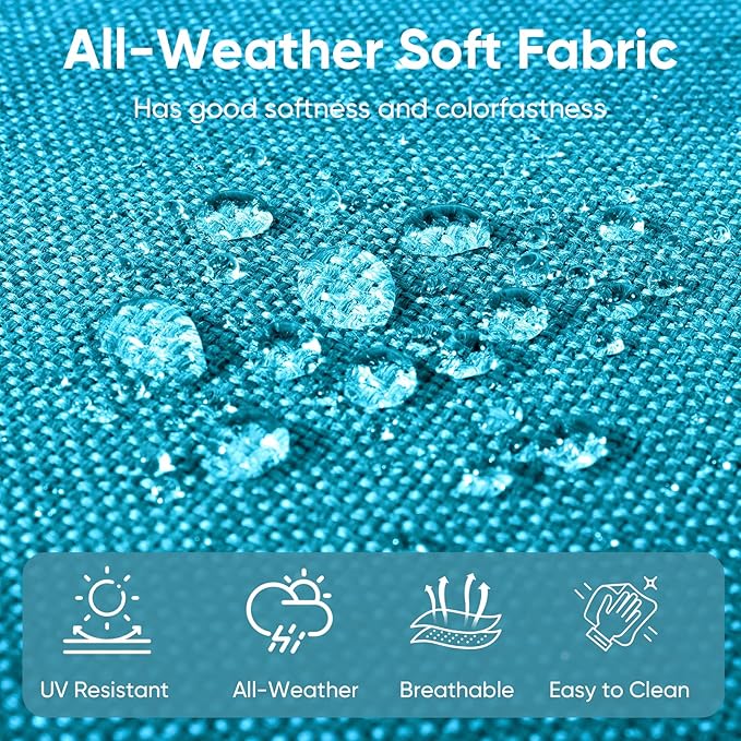 Patio Chair Cushions 5 Packs - Outside 22x24 High Back Water-Resistant Cushion with Zipper Cover for Outdoor Glider Rocking Chairs Loveseat 3-seat Couch Sofa – Teal/Buckle