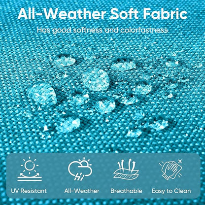 Patio Chair Cushions 5 Packs - Outside 22x24 High Back Water-Resistant Cushion with Zipper Cover for Outdoor Glider Rocking Chairs Loveseat 3-seat Couch Sofa – Teal/Buckle