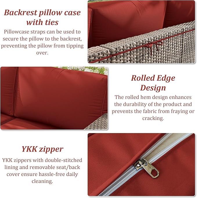 14 Pcs Outdoor Cushion Slipcovers Outdoor Patio Cushion Covers Replacement Waterproof with Zipper for Outdoor Furniture, Patio Sofa Couch 3 Sizes, Covers Only