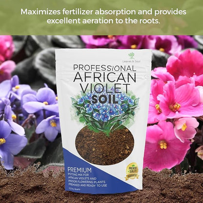 Professional African Violet Soil Mix Large 2.2 Quarts Ready to Use, Premium Potting Soil for African Violet Plants Indoor Flowering Soil, Peat Moss Coco Coir Perlite Dolomite Made in USA