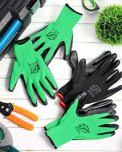 Nuogo 48 Pairs Gardening Gloves for Men Women Rubber Coated Safety Work Gloves Bulk for Gardening Construction Work