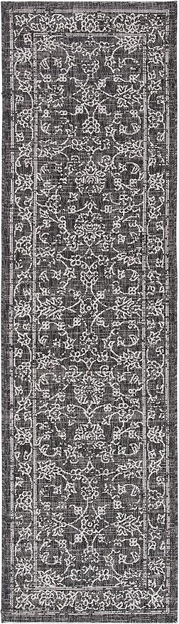 SAFAVIEH Courtyard Collection 2'3" x 20' Black/Ivory CY8680 Indoor/ Outside Waterproof Easy cleansingPatio Backyard Mudroom Runner Mat