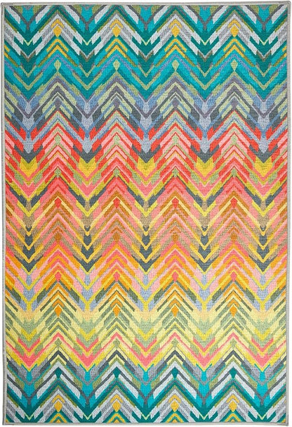 Dash & Albert Seneca Multi Machine Washable Rug, 5 X 8 Feet, Multi Graphic Pattern
