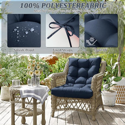 Patio Seat&Back Chair Cushions for Outdoor Furniture，Comfortable Cushions for Rocking/Dining/Lawn Chair-Set of 4