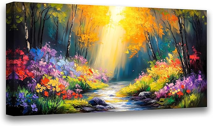 Abstract Wall Art Canvas Print Forest Landscape Painting Bathroom Decorative Paintings Modern Style Living Room Bedroom Office Home Decorations Nature Landscape Artwork 20x40 inches