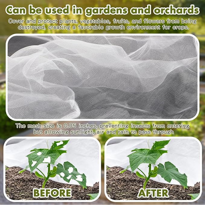 Woanger 3 Pack 6 x 3 x 2 ft Heightening Garden Netting for Raised Beds Plant Covers Garden Protection Fine Mesh Bird Netting with Drawstring for Protection Seedlings Vegetable Plant(77" x 41" x 25")