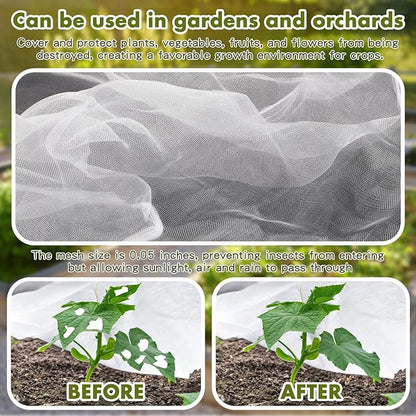 Woanger 3 Pack 6 x 3 x 2 ft Heightening Garden Netting for Raised Beds Plant Covers Garden Protection Fine Mesh Bird Netting with Drawstring for Protection Seedlings Vegetable Plant(77" x 41" x 25")