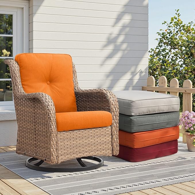 Outdoor Chair Cushions - 22" x 25" x 4" Patio Furniture Cushions with Water Resistant & Removable Cover, 28D High Density Sponge Patio Cushion for Outdoor Furniture Couch Rocker Chair, Orange