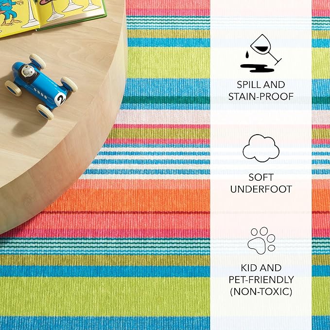 Dash & Albert Mellie Stripe Machine Washable Rug, 2.5 X 8 Feet, Multi Stripe Pattern