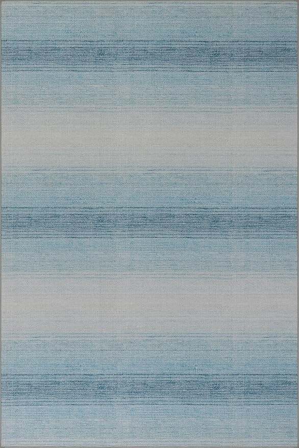 Dash & Albert Pandora Blue Machine Washable Rug, 8.5 X 11.5 Feet, Blue Abstract Pattern