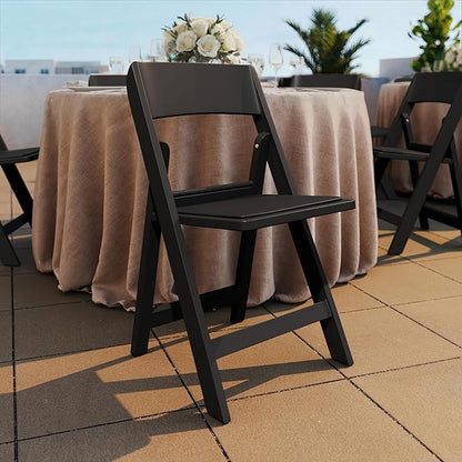 Flash Furniture Hercules Tucker Commercial Black Resin Folding Chair - Lightweight, Vinyl Padded Removable Seat, Indoor Outdoor Use, Event & Wedding Ready, Set of 2