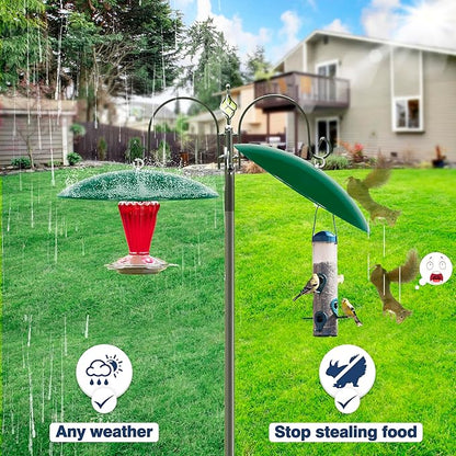 13" Bird Feeder Rain Cover,Bird Feeder Dome,Hummingbird Feeder Squirrel Guard,Proof Bird Feeders Baffle,Smart Birds Feeder's Umbrella(Green), 2Pack