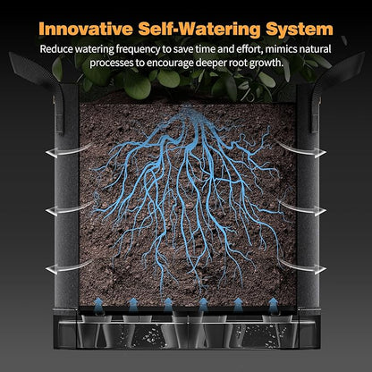 Patigrow Self-Watering Grow Bags, 5-Pack 5 Gallon 420G Thick Nonwoven Fabric Pots with Reinforced Handles and Multi-Purpose Rings, for Low Stress Plant Training Fruits, Vegetables,and Flowers