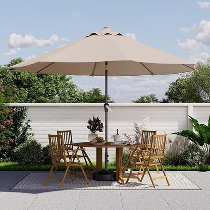Kingdura 10FT Outdoor Patio Umbrella, Market Table Umbrella with Push Button Tilt and Crank, 8 Sturdy Fiberglass Ribs, UV Protection for Pool, Lawn, Deck, Backyard, Garden (Beige)