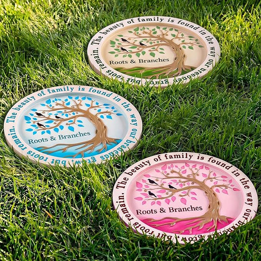 Cinnvoice 3 Pack Garden Stepping Stone Outdoor, Decorative Dimensional Resin Stepping Stones for Patio Pathway Landscaping Walkway Sculpture Yard Backyard Lawn(Tree of Life,10 Inches)
