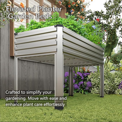 DIIYIV Galvanized Raised Garden Bed with Legs,48×24×30in Elevated Planter Box for Backyard,Outdoor Garden, Patio, Balcony, 350lb Capacity,Silver