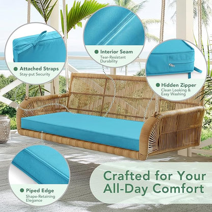 Summsun Outdoor Bench Cushion: Waterproof and Fade Resistant Patio Furniture Cushions - Non-Slip Bench Pad Cushion with Removable Cover for Garden Swing Porch Sofa Settee, 59 x 18 Inch, Teal