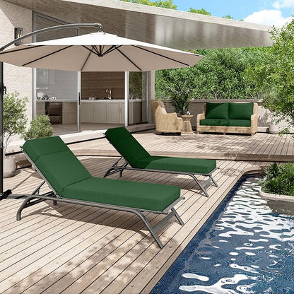 2 Pcs Chaise Lounge Cushions Outdoor, 72" L X 21" W X 4" D Lounge Chair Cushions for Outdoor Furniture, High-Density Foam Patio Chaise Cushion-Waterproof Fade-Resistant ThickPatio lounge chair cushion