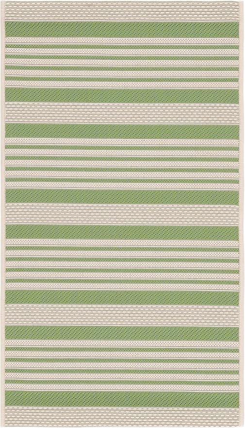 SAFAVIEH Washable Rug Outdoor Courtyard Collection - 2' x 3'7", Green & Beige, Non-Shedding & Easy Cleaning, Ideal for Patio, Front Door, Entryway, Doormat (CY6062-244)