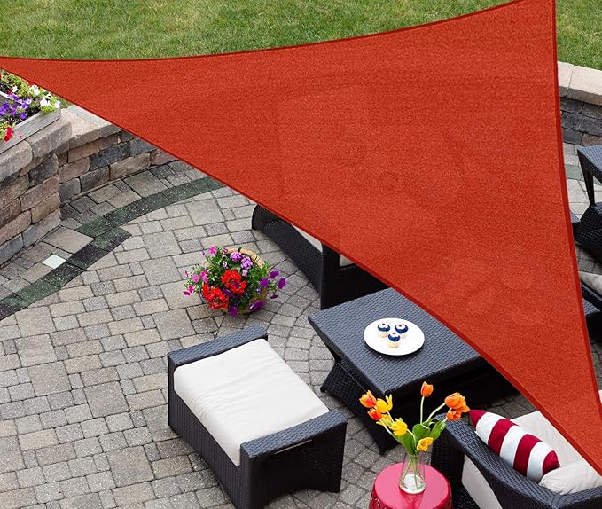 ASTEROUTDOOR Sun Shade Sail Triangle 10' x 10' x 10' UV Block Canopy for Patio Backyard Lawn Garden Outdoor Activities, Terra