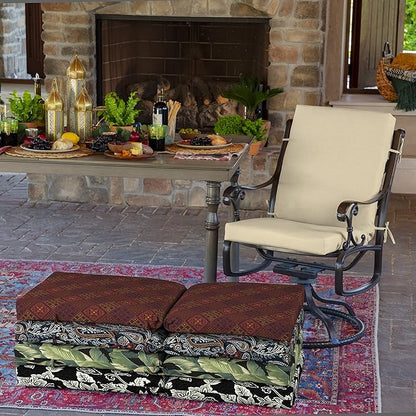 Arden 4-Pack Outdoor Patio Dining Chair Cushion, 20x44, Rain-Proof Seat Pad, Fade-Resistant Outdoor Cushion Tan Leala