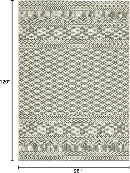 SAFAVIEH Washable Rug Outdoor Courtyard Collection - 8' x 10', Dark Green & Beige, Non-Shedding & Easy Cleaning, Ideal for Patio, Backyard, Mudroom, Dining Space (CY6235-32212)
