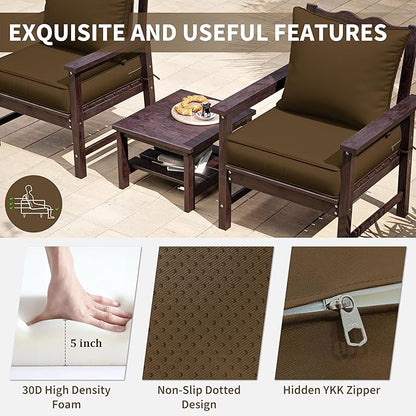 Premium Outdoor Seat Cushion Chair Cushions for Patio Furniture 24 L X 24 W X 5 H Waterproof & Fade Resistant Deep Seat and Backrest Cushion Set with Removable Covers for Chair, Sofa