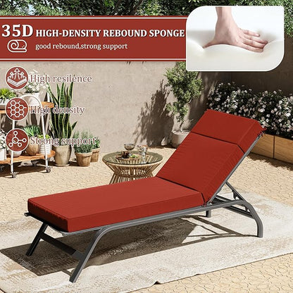 2 Pcs Chaise Lounge Cushions Outdoor, 80" L X 26" W X 4" D Lounge Chair Cushions for Outdoor Furniture, High-Density Foam Patio Chaise Cushion-Waterproof Fade-Resistant ThickPatio lounge chair cushion