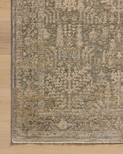 Loloi Magnolia Home by Joanna Gaines Junie Collection JUE-02 Moss/Natural 3'-11" x 5'-7", .38" Pile Height, Accent Rug